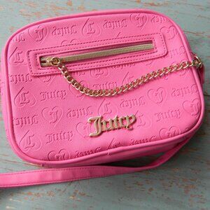 JUICY COUTURE PINK LOGO HEART CHAIN DETAIL CROSSBODY VALENTINES